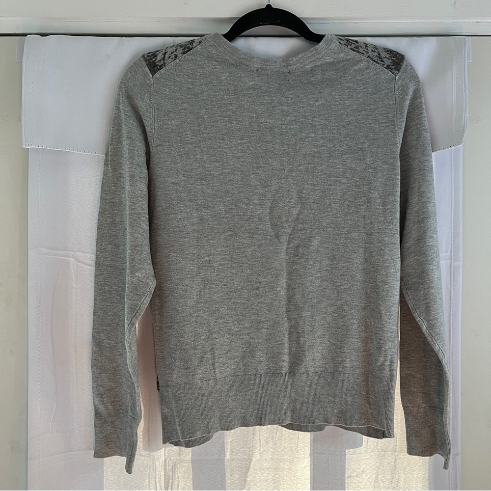 CHARTER CLUB Grey sweater Shiny Embellishments cardigan long sleeves Large EUC - Picture 3 of 10